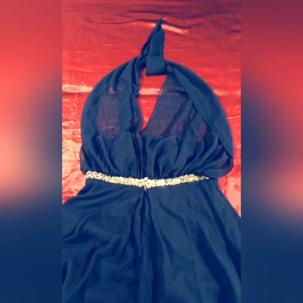 Gown navy blue tailored made style made